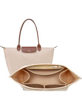 Beige Tote Organizer Insert with 9 Compartments for Handbags & Purses